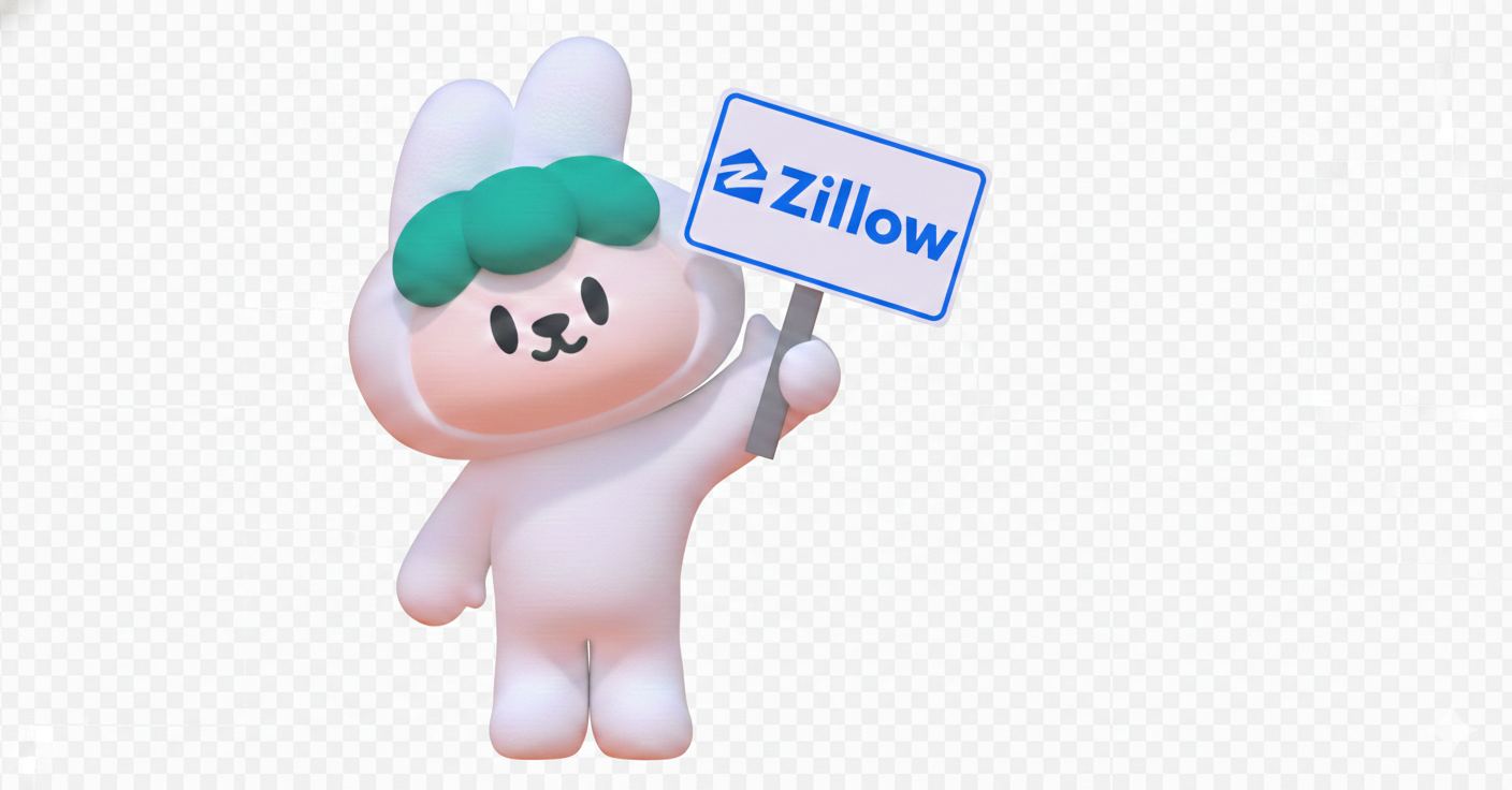 당근 캐릭터가 Zillow 로고를 들고 있는 이미지